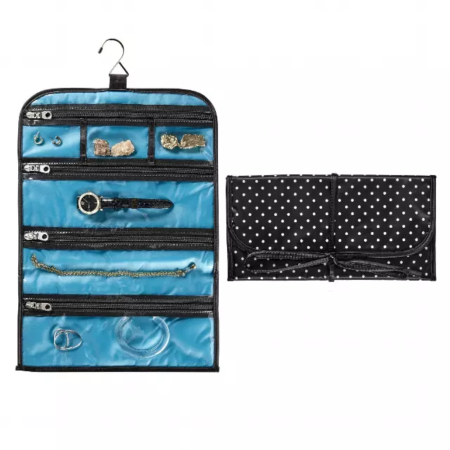 Travel Smart by Conair Jewelry Roll Bag, Black/White
