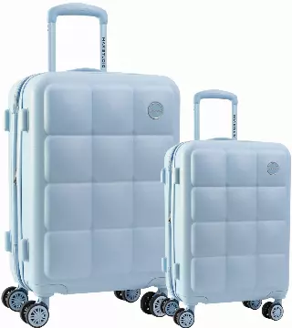 Max Studio The Square Embossed ABS 2-Piece Hard-Sided Luggage Set — 242-ICE BLUE