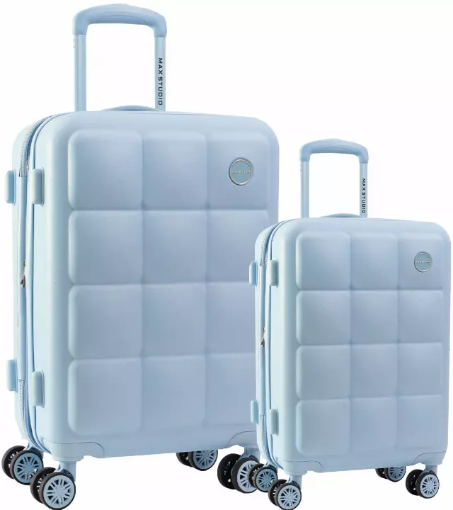 Max Studio The Square Embossed ABS 2-Piece Hard-Sided Luggage Set — 242-ICE BLUE