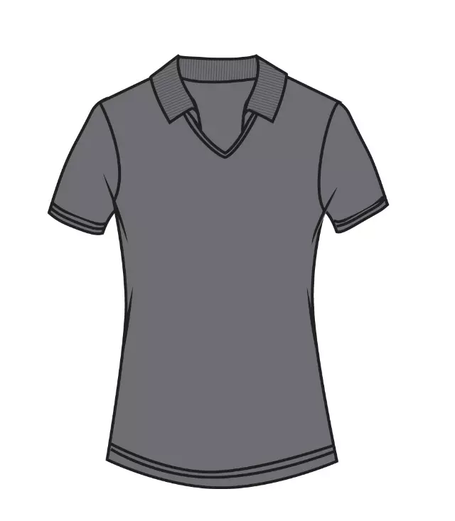 Ladies V-Neck with Collar Performance Polo Charcoal - 9284209