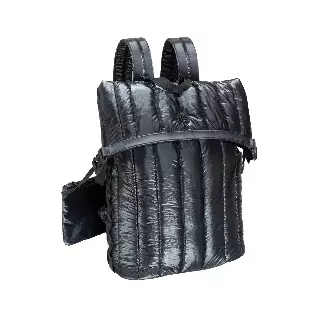 Joan & David Tubular Quilted Metallic Puffer Nylon 18-Inch Workbook Backpack — 001-BLACK