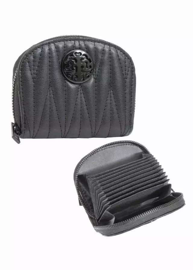 Rebecca & Rifka Round Accordion Wallet — BLACK
