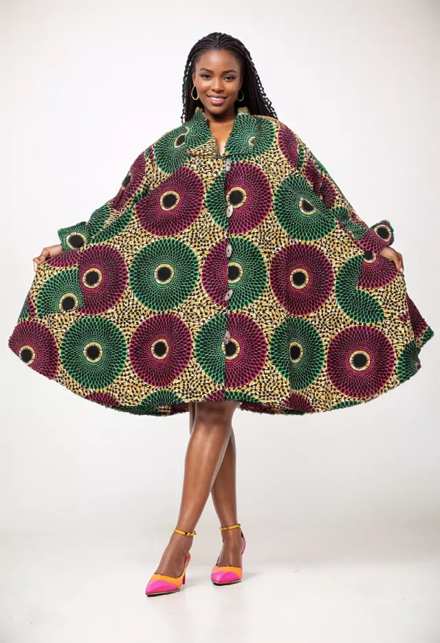 243 - NEW PRINT ALERT Big Button Authentic African Tunic Dress (3 PCS PRE-PACK) - $25.00 EACH — One Size (4 - 24) / Print-170