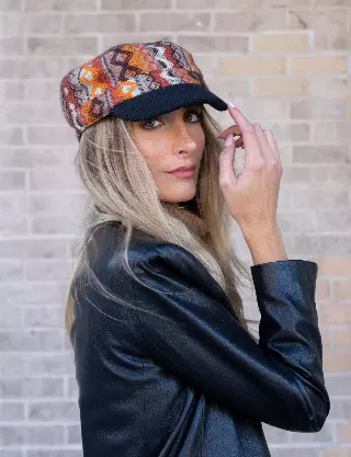 Magid Geometric Print Cadet Cap — BROWN