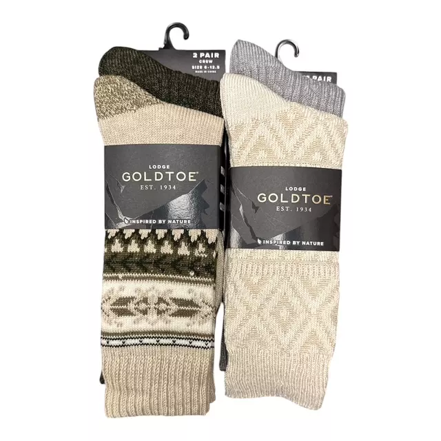 #9-GT-60-ASST Men’s ‘Gold Toe’ Lodge Crew Socks $3.00 per pack of 2 (20 Packs)