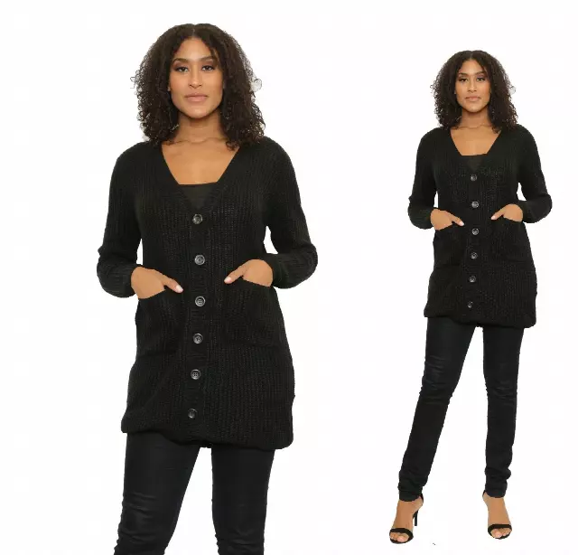 16139 - Button Down Sweater - (6-PCS PRE-PACK) ON SALE!!! ($8.00 Each) — 6-Pcs PRE-PACK / Black