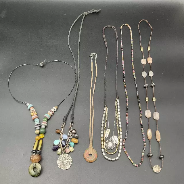Boho Bohemian Necklaces Lot of 6 Beaded Pendant Coin Stone Southwestern Style