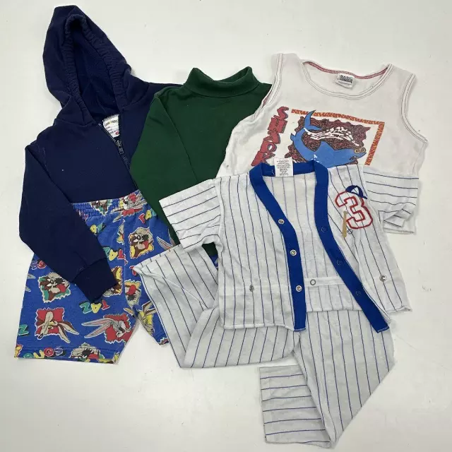 Vintage 90s Kids Clothing Lot Looney Tunes Garanimals Shark Baseball Sz 4T 5T