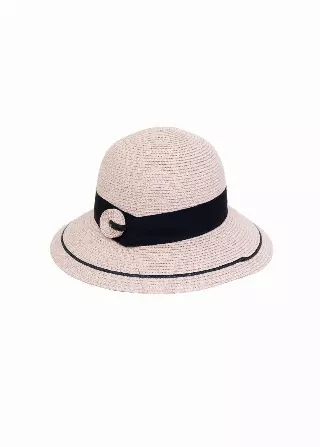 Magid Straw Bucket Hat with Band — Blush