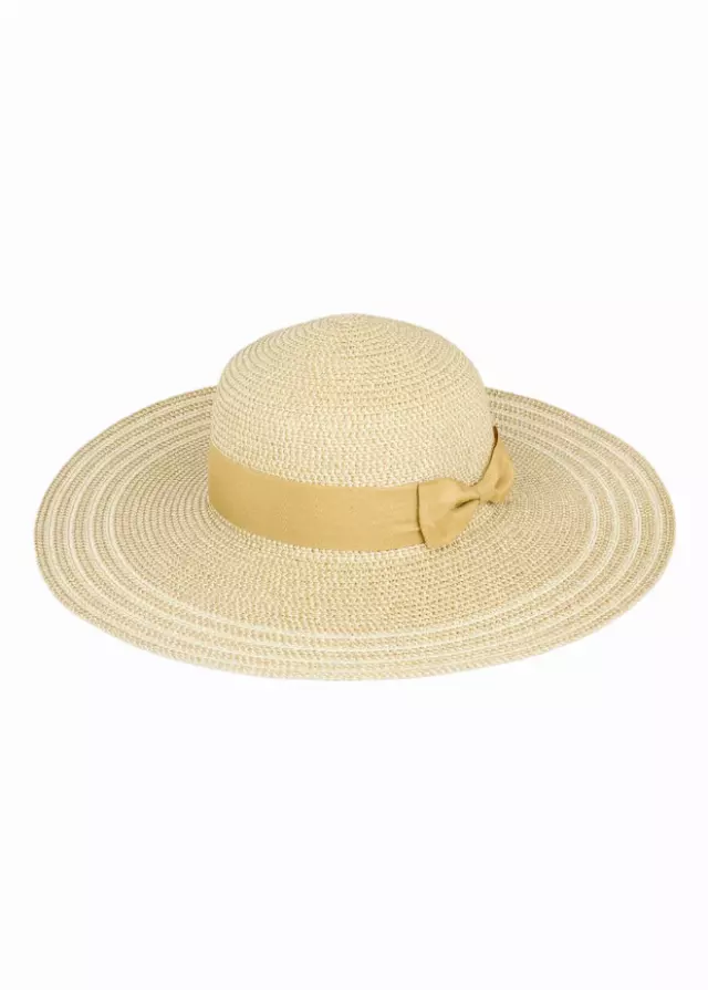 Magid Two Tone Straw & Ribbon Bow Floppy Hat — TOAST
