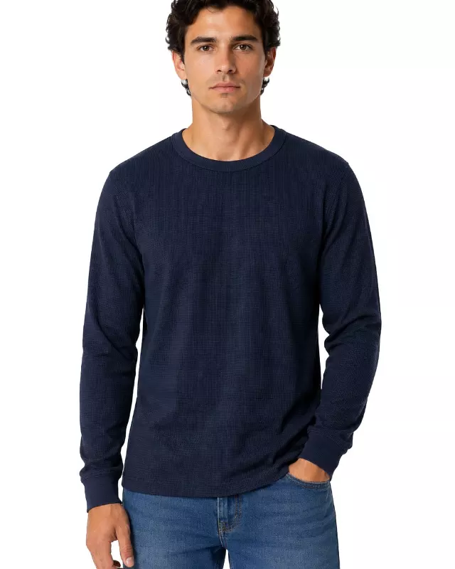 Men's Thermal Top Crew Neck #TH1 — Navy / 2X-3X