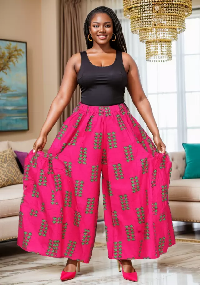 240 - Ankara Palazzo Pants With Big Side Pockets (3 PCS PRE-PACK) - $20.00 Each — One Size (4 - 24) / Print-582