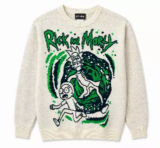 RICK AND MORTY CARTOON KNIT SWEATER CREAM