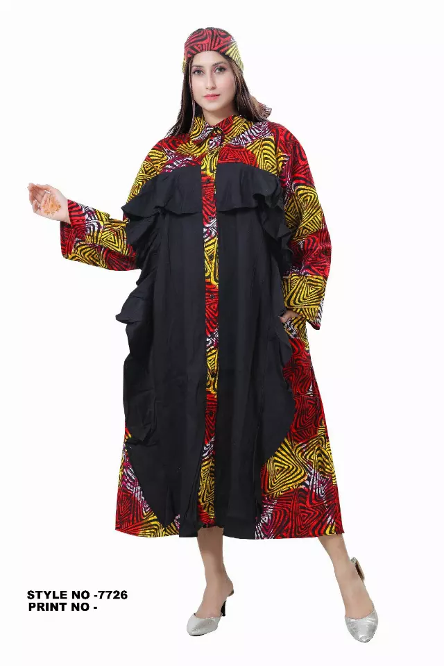 7726 - ON SALE!! Button Down African Print with Ruffles Dress - (3/pk) - Free Size - $14.00 Each — Free Size / Print-568