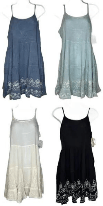 #575-7520 Embroidered Short Dress – Sizes (XS-L) – $2.50 each (6 Pieces)