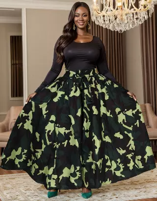 7001SK - 8 Panel African Print Skirt - Authentic African Wax (3-PCS PRE-PACK) - $25 Each — One Size / Print-340A / 3-Pcs Per Pack