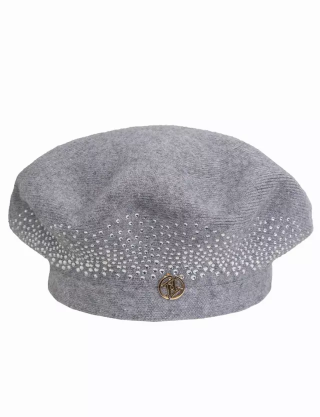 Adrienne Vittadini Stone Knit Beret — GRAY/CLEAR · SKU AV-307S-GY/CL