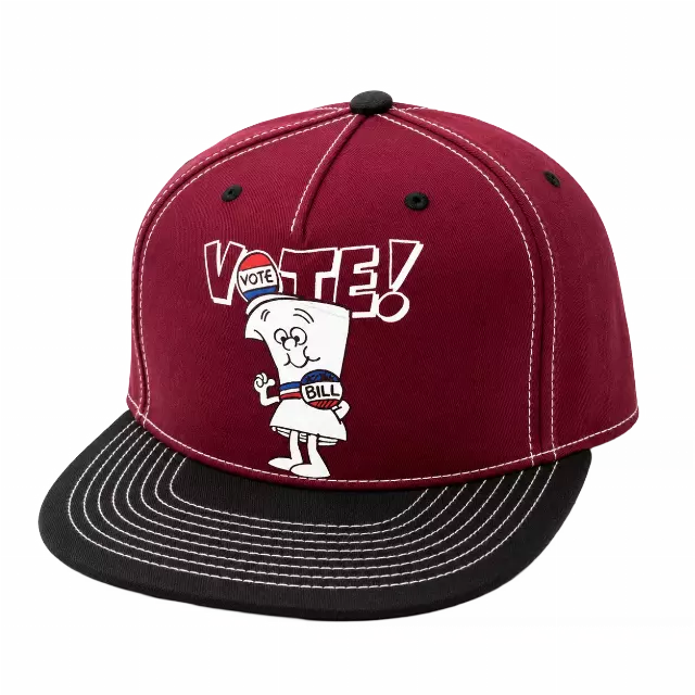 SCHOOLHOUSE ROCK LETTER VOTE SNAPBACK HAT BURGUNDY/BLACK