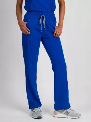 Sydney | High Waisted Slim Flare Scrub Pants — Deep Royal / L