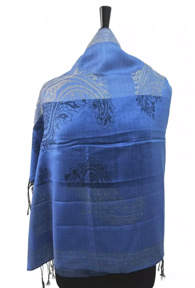 D531 Pattern Pashmina — royal blue