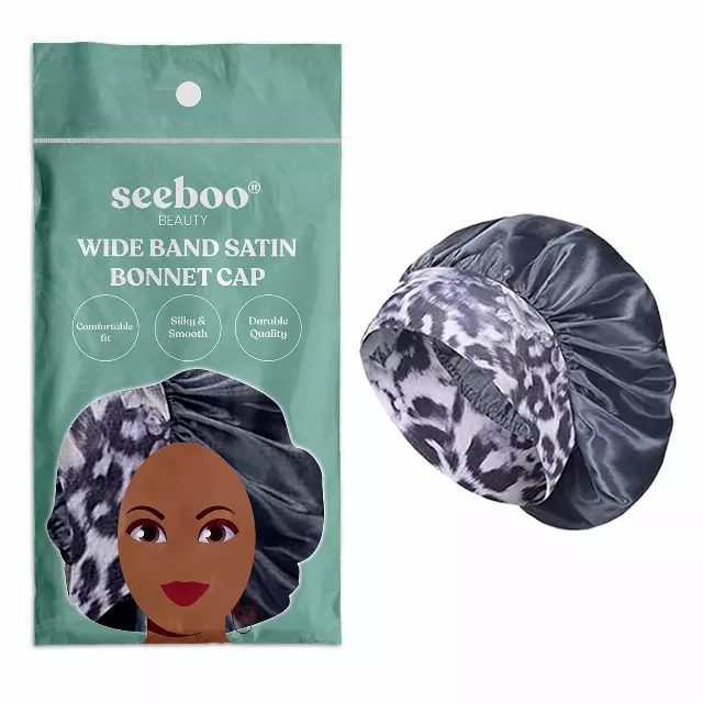Women's Silky Satin Head Scarf Hair Wrap Cap Hat Headband — Gray