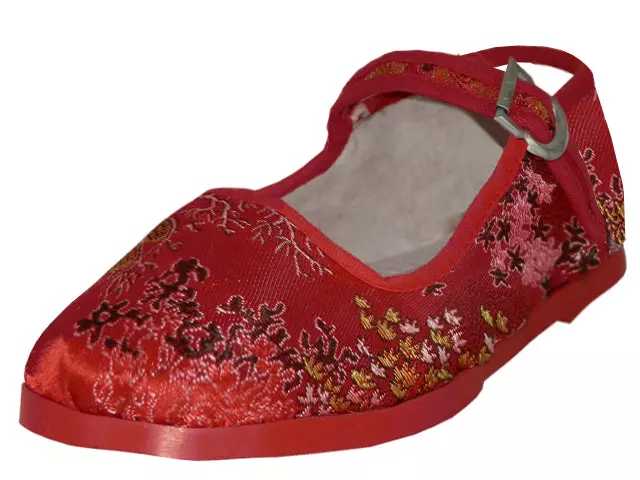 T2-119-I - Child's Satin Brocade Upper Classic Mary Jane Shoes — Red (T2-119-I-R) / 21-26 Assorted