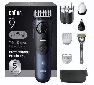 Braun Series 9 All-in-One Beard & Body Grooming Kit for Men, Cordless Trimmer, Hair Clippers & Shaver for Face, Hair & Body with Gillette Labs Razor, AIO 9530