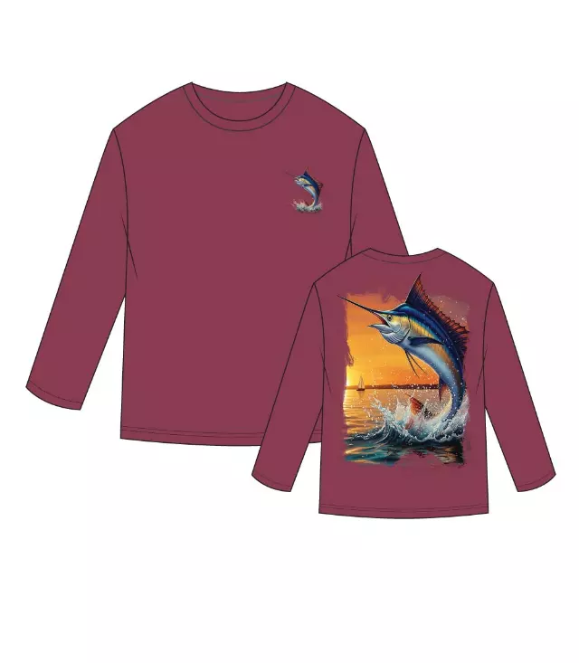 Boys Performance Top Blue Marlin Fish Graphic-7633302