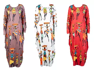 CHH21022LS Long Sleeve Print Knit Maxi Dress - One Size (6-PCS PRE-PACK- 3 Assorted Colors) ($20.00 Each)