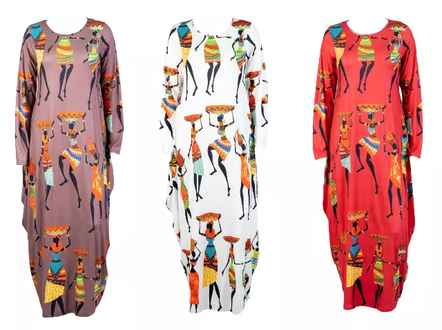 CHH21022LS Long Sleeve Print Knit Maxi Dress - One Size (6-PCS PRE-PACK- 3 Assorted Colors) ($20.00 Each)