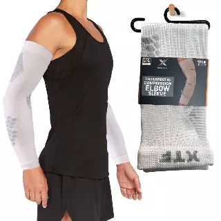 Targeted Pain Relief Elbow Compression Sleeves — White / Small/Medium