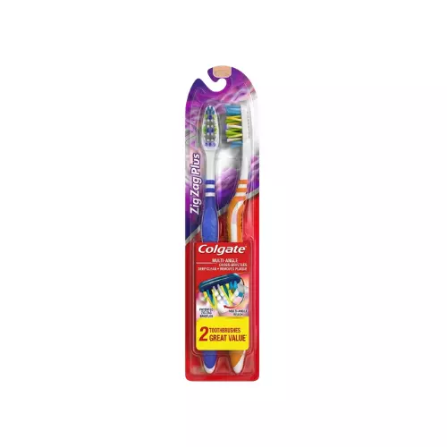 Colgate Zig Zag Medium Toothbrush 2Ct Case Pk 18