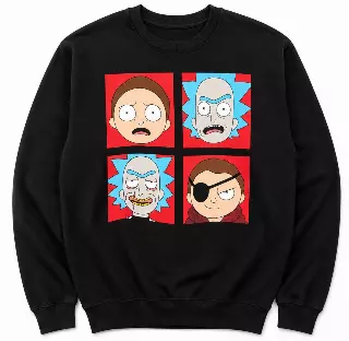 RICK AND MORTY IMMORTAL FOUR UP CREWNECK BLACK