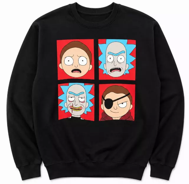RICK AND MORTY IMMORTAL FOUR UP CREWNECK BLACK