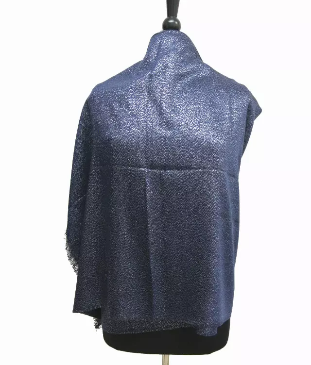 IN303A Solid Color Metallic Scarf — Navy