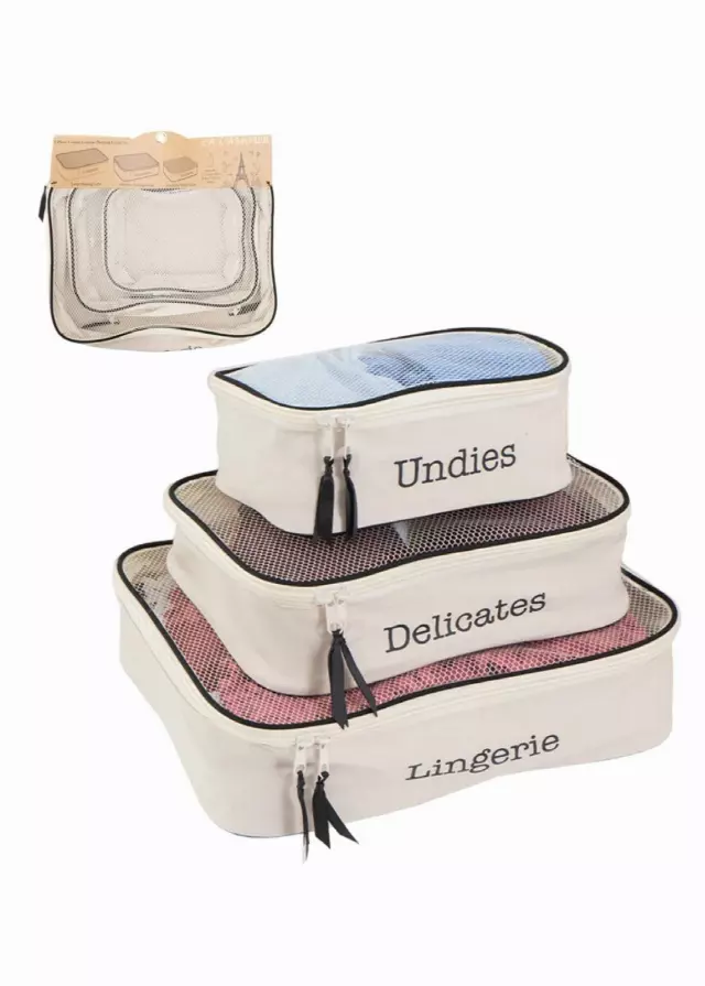 La L'Amour 16oz Cotton Canvas 3PC Packing Cube Set — 002-NATURAL