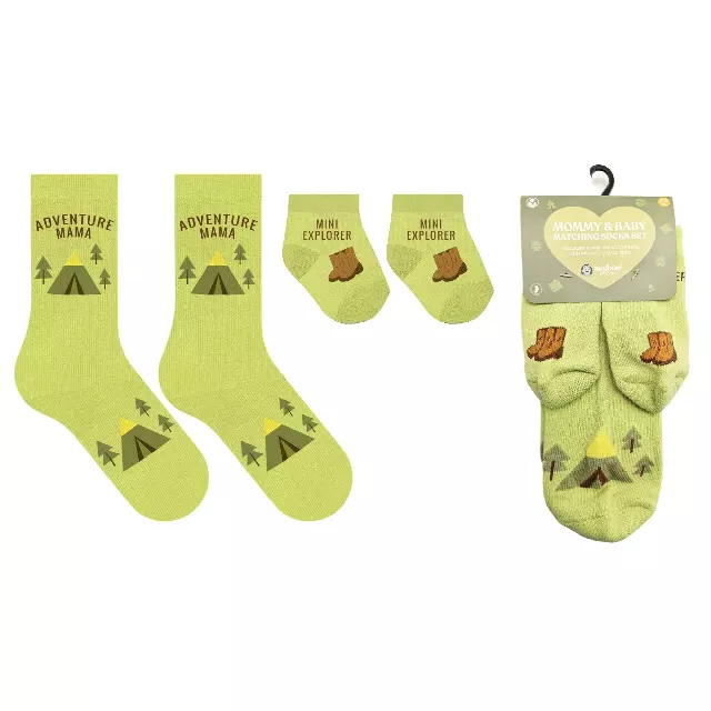 Mommy & Baby Matching Socks Set – Non-Slip Baby (0–6 Months) — Adventure