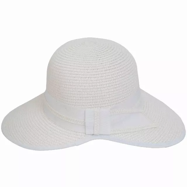 Magid Ribbon Straw Garden Hat — WHITE · SKU HA-6173S-WHITE
