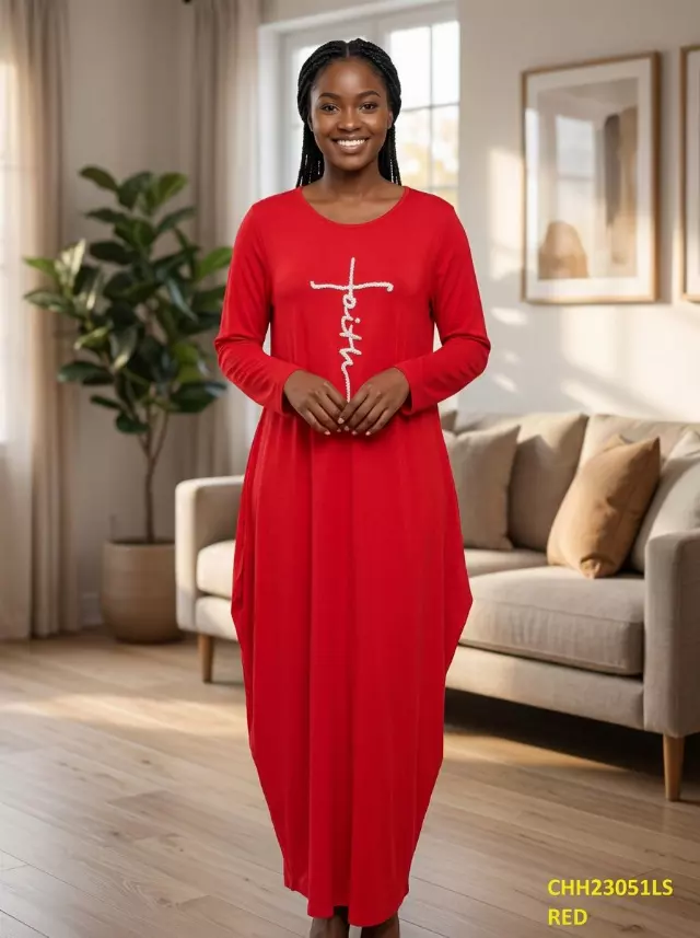 23051LS- Best Seller Alert!!! Faith Dress with Pearls - One Size (6-PCS PRE-PACK- 6 Assorted Colors) ($20.00 Each)