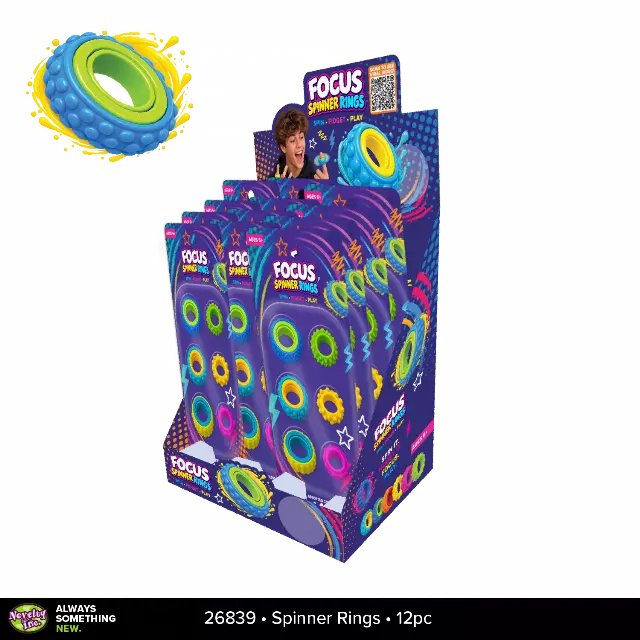 Focus Spinner Fidget Rings - 12 Pieces Per Retail Ready Display 26839