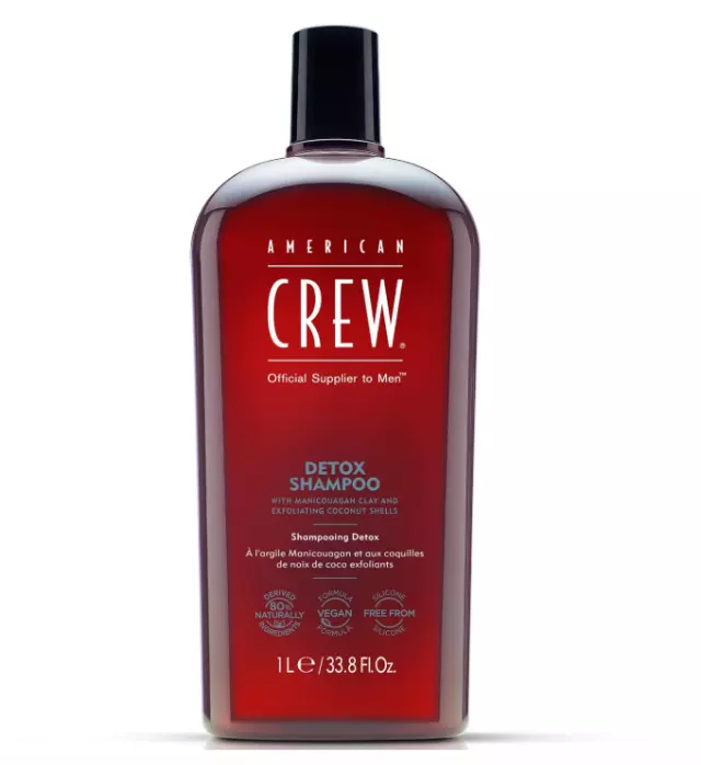 American Crew Detox Shampoo for Men, Naturally Derived, Vegan Formula, Citrus Mint Fragrance, 33.8 Fl Oz