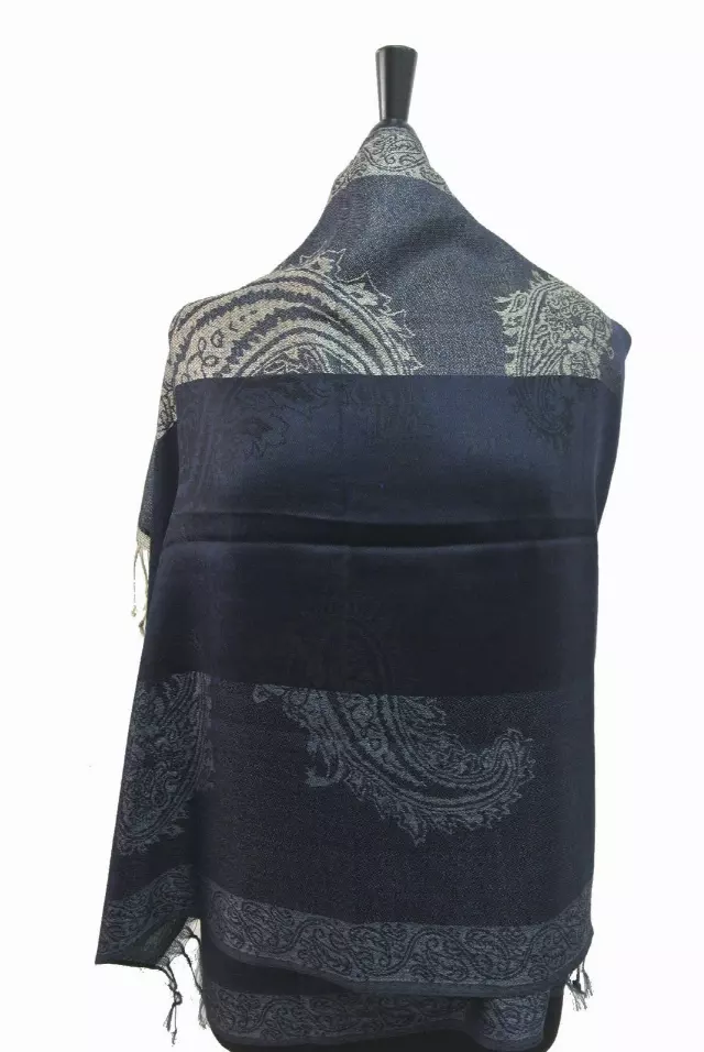 D531 Pattern Pashmina — navy