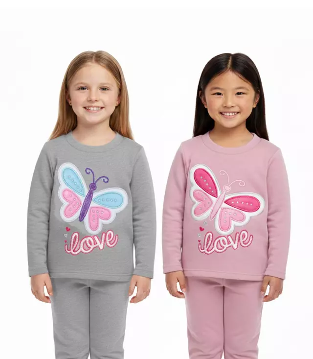 GIRLS PINK Butterfly Love Applique Crew Neck Jogset - 8721502