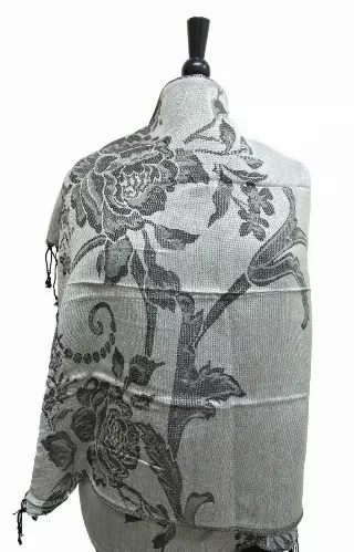E017 Pattern Pashmina — black/white