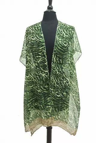 QC220 Animal Print Spring Kimono — Green