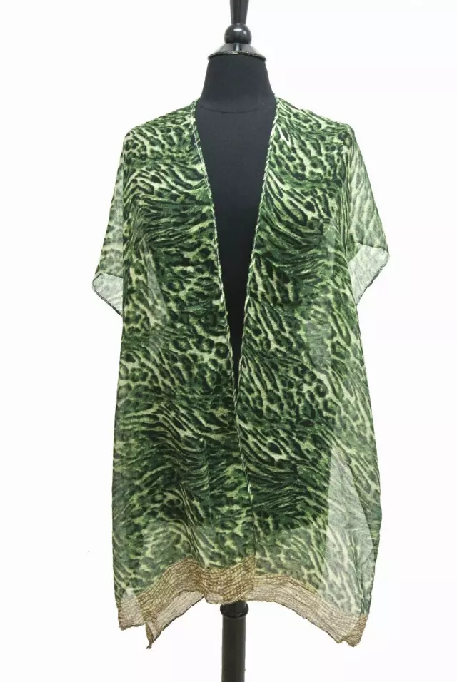 QC220 Animal Print Spring Kimono — Green