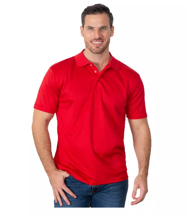 Men Performance Closed Mesh Polo Red - 7745309
