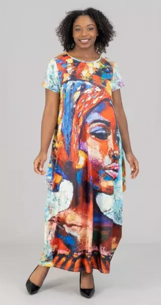 22007 ON SALE!! Face Print Maxi Dress - One Size (3-PCS PRE-PACK) ($12.00 Each)