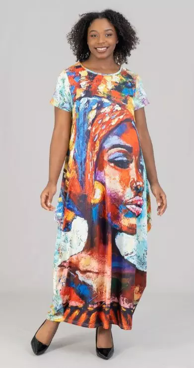 22007 ON SALE!! Face Print Maxi Dress - One Size (3-PCS PRE-PACK) ($12.00 Each)