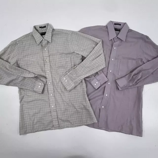 Vintage 90s Pierre Cardin Men's Lot of 2 Shirts Gray Mauve Sz 15.5 16
